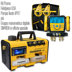 Kit Fieldpiece USA composto da pompa vuoto VPX7 da 283 Lt + gruppo manometrico digitale SM480V INT